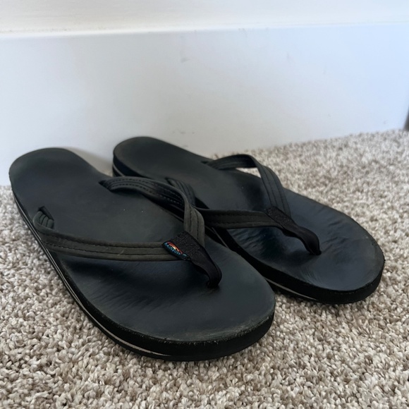 Rainbow Sandals | Black | Women's Double Layer, Narrow Strap, Leather - Picture 4 of 5